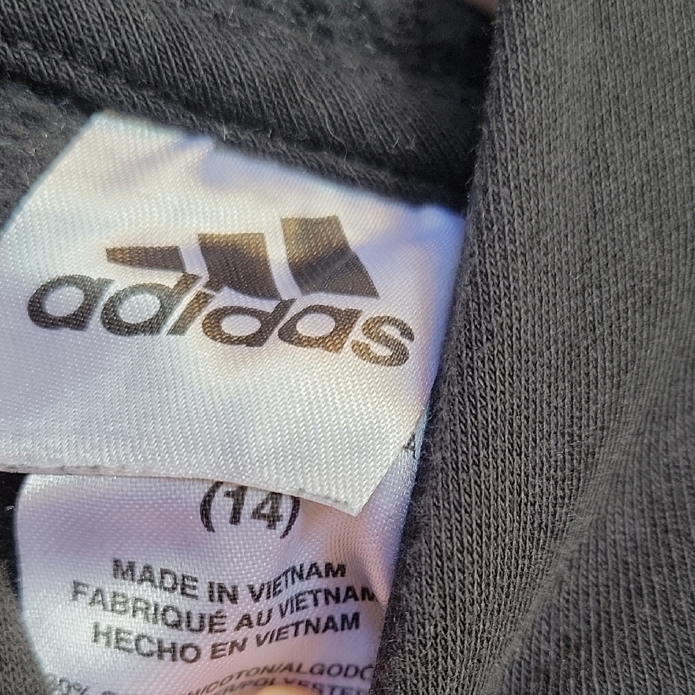 Adidas Black Hoodie with Colorful Logo Size 14 (Girl) Large Casual Cozy Athletic - Picture 2 of 7